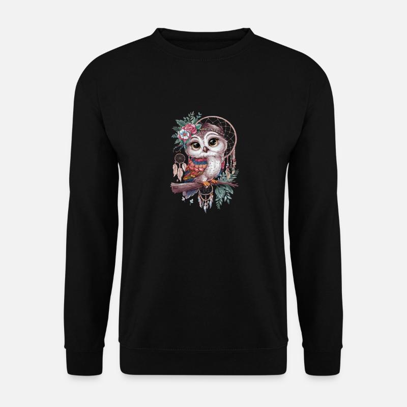 Eule Traumfänger Vogel Federn - Unisex Pullover - Schwarz