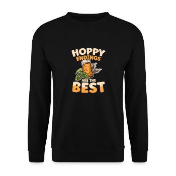 Hoppy endings are the best - Unisex Pullover - Schwarz - Vorne - Alina (178cm) & Michal (187cm)