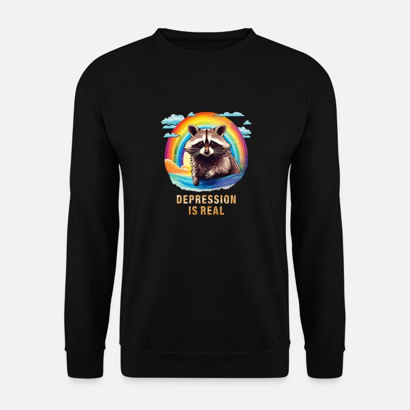 WASCHBÄR DEPRESSION IS REAL - Unisex Pullover - Schwarz