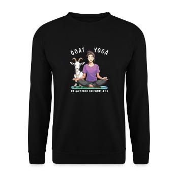 ZIEGENYOGA RELAXATION ON FOUR LEGS - Unisex Pullover - Schwarz - Vorne - Alina (178cm) & Michal (187cm)