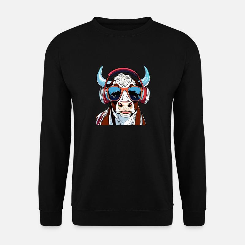 KUH MIT SONNENBRILLE - Unisex Pullover - Schwarz