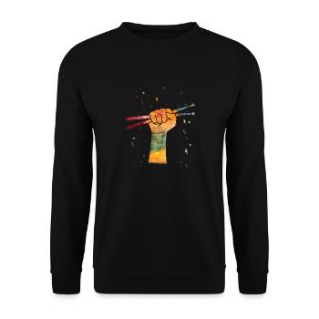 Tambours Tambours Baguette Batteur Musique Groupe Rock - Sweat-shirt Unisexe - noir - Devant - Alina (178cm) & Michal (187cm)