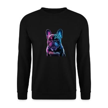 Französische Bulldogge Hund Mops - Unisex Pullover - Schwarz - Vorne - Alina (178cm) & Michal (187cm)