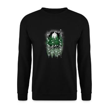 mystical nature moon forest spruce trees reflection - Unisex Sweatshirt - black - Front - Alina (178cm) & Michal (187cm)