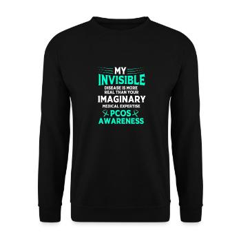 Pcos-Bewusstsein - Unisex Pullover - Schwarz - Vorne - Alina (178cm) & Michal (187cm)