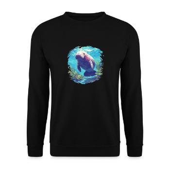 Seekuh Manatees Manatee - Unisex Sweatshirt - black - Front - Alina (178cm) & Michal (187cm)
