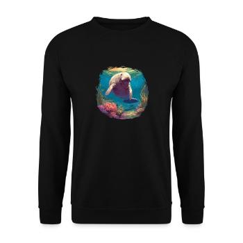 Seekuh Manatees Manatee - Unisex Sweatshirt - black - Front - Alina (178cm) & Michal (187cm)