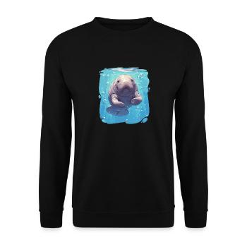 Seekuh Manatees Manatee - Unisex Sweatshirt - black - Front - Alina (178cm) & Michal (187cm)