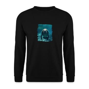 Seekuh Manatees Manatee - Unisex Sweatshirt - black - Front - Alina (178cm) & Michal (187cm)