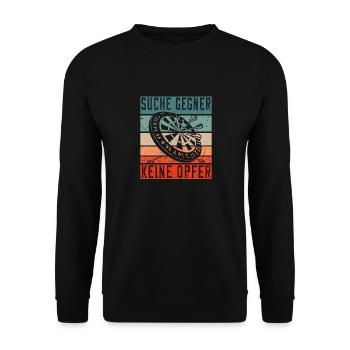 Dartscheibe - Suche Gegner, keine Opfer - Unisex Pullover - Schwarz - Vorne - Alina (178cm) & Michal (187cm)