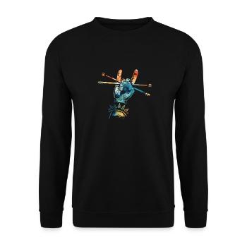 Tambours Tambours Baguette Batteur Musique Groupe Rock - Sweat-shirt Unisexe - noir - Devant - Alina (178cm) & Michal (187cm)