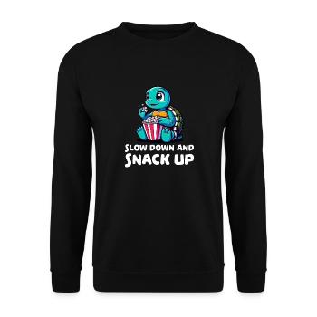 Slow down and snack up - Unisex Sweatshirt - black - Front - Alina (178cm) & Michal (187cm)