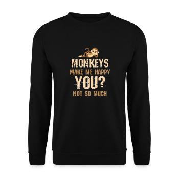 Monkey Chimpanzee Happy You Monkey - Unisex Sweatshirt - black - Front - Alina (178cm) & Michal (187cm)
