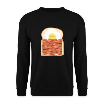Schlafei mit Speck Schweinefleisch Speck - Unisex Pullover - Schwarz - Vorne - Alina (178cm) & Michal (187cm)
