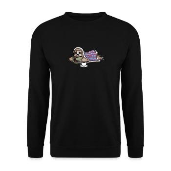 Buch Nerd Boooks Bibliothekar Faultier Lesung - Unisex Pullover - Schwarz - Vorne - Alina (178cm) & Michal (187cm)