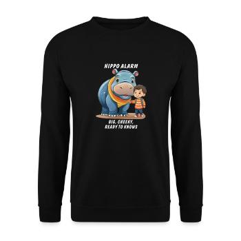 HIPPO ALARM BIG CHEEKY READY TO KNOWS - Unisex Sweatshirt - black - Front - Alina (178cm) & Michal (187cm)