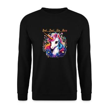 Three... Two... ONE... HORN - Unisex Sweatshirt - black - Front - Alina (178cm) & Michal (187cm)