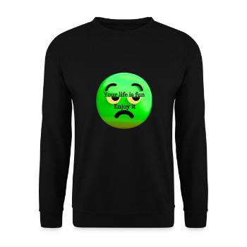 Life is fun - Unisex Sweatshirt - black - Front - Alina (178cm) & Michal (187cm)