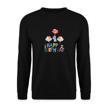 Happy Birthday 4th Birthday - Unisex Sweatshirt - black - Front - Alina (178cm) & Michal (187cm)