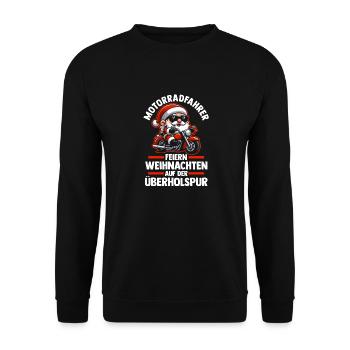 Santa Claus Motorcycle Christmas Party Christmas - Unisex Sweatshirt - black - Front - Alina (178cm) & Michal (187cm)
