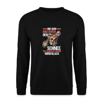 Weihnachten Motorrad Weihnachtsmann - Unisex Pullover - Schwarz - Vorne - Alina (178cm) & Michal (187cm)