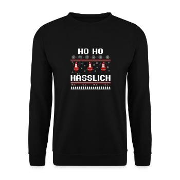 Weihnachtsmann Weihnachtsfest Ugly Christmas - Unisex Pullover - Schwarz - Vorne - Alina (178cm) & Michal (187cm)
