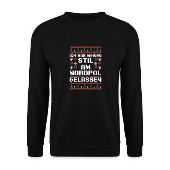 Weihnachtsmann Weihnachtsfest Ugly Christmas - Unisex Pullover - Schwarz - Vorne - Alina (178cm) & Michal (187cm)