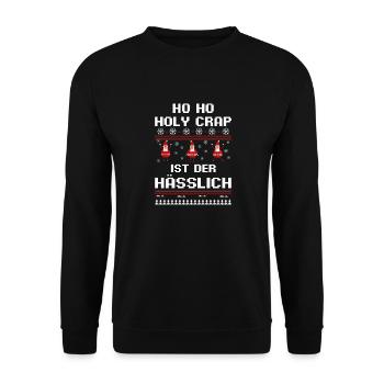 Weihnachtsmann Weihnachtsfest Ugly Christmas - Unisex Pullover - Schwarz - Vorne - Alina (178cm) & Michal (187cm)