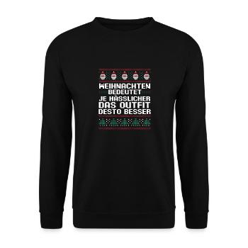 Weihnachtsmann Weihnachtsfest Ugly Christmas - Unisex Pullover - Schwarz - Vorne - Alina (178cm) & Michal (187cm)