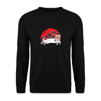 Kanji Japonais Chat Masque Samouraï - Sweat-shirt Unisexe - noir - Devant - Alina (178cm) & Michal (187cm)