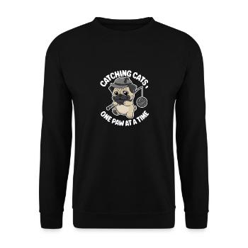 Mops Hundehalter Angler Angeln - Unisex Pullover - Schwarz - Vorne - Alina (178cm) & Michal (187cm)
