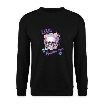 Love on Halloween, smiling skull, funny t-shirt - Unisex Sweatshirt - black - Front - Alina (178cm) & Michal (187cm)