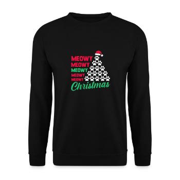 Père Noël Fête de Noël Noël Chats - Sweat-shirt Unisexe - noir - Devant - Alina (178cm) & Michal (187cm)