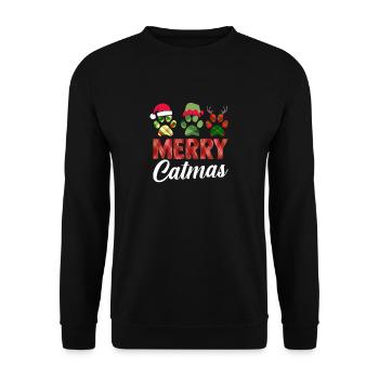Père Noël Fête de Noël Noël Chats - Sweat-shirt Unisexe - noir - Devant - Alina (178cm) & Michal (187cm)
