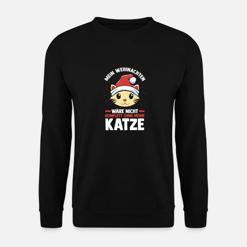 Weihnachtsmann Weihnachtsfest Weihnachten Katzen - Unisex Pullover - Schwarz