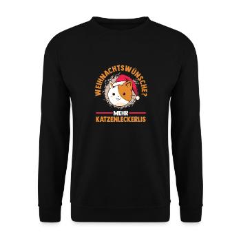 Père Noël Fête de Noël Noël Chats - Sweat-shirt Unisexe - noir - Devant - Alina (178cm) & Michal (187cm)