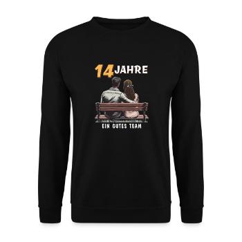 14 YEARS A GOOD TEAM MAN WOMAN - Unisex Sweatshirt - black - Front - Alina (178cm) & Michal (187cm)