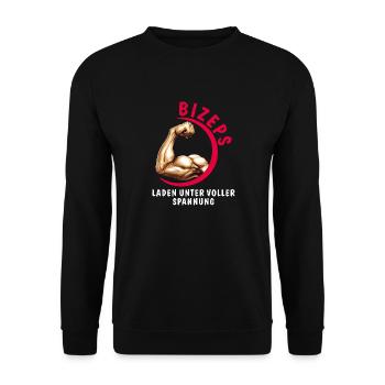 BICEPS LOADING UNDER FULL TENSION - Unisex Sweatshirt - black - Front - Alina (178cm) & Michal (187cm)