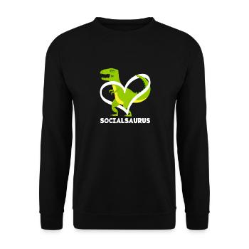 Socialsaurus Dinosaur Heart - Unisex Sweatshirt - black - Front - Alina (178cm) & Michal (187cm)