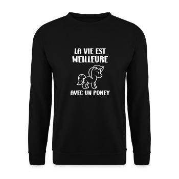 Humour poney - Sweat-shirt Unisexe - noir - Devant - Alina (178cm) & Michal (187cm)