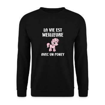Humour poney - Sweat-shirt Unisexe - noir - Devant - Alina (178cm) & Michal (187cm)