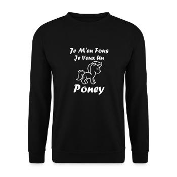 Humour poney - Sweat-shirt Unisexe - noir - Devant - Alina (178cm) & Michal (187cm)