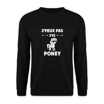 Humour poney - Sweat-shirt Unisexe - noir - Devant - Alina (178cm) & Michal (187cm)