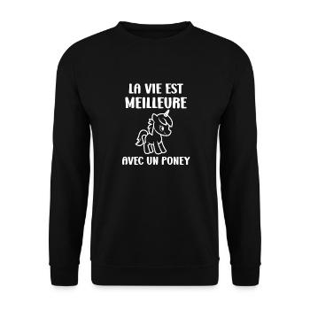 Humour poney - Sweat-shirt Unisexe - noir - Devant - Alina (178cm) & Michal (187cm)