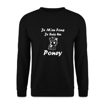 Humour poney - Sweat-shirt Unisexe - noir - Devant - Alina (178cm) & Michal (187cm)