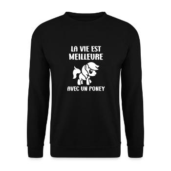 Humour poney - Sweat-shirt Unisexe - noir - Devant - Alina (178cm) & Michal (187cm)