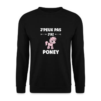 Humour poney - Sweat-shirt Unisexe - noir - Devant - Alina (178cm) & Michal (187cm)