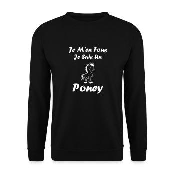 Humour poney - Sweat-shirt Unisexe - noir - Devant - Alina (178cm) & Michal (187cm)