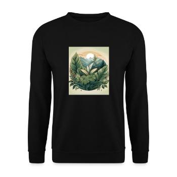 Scenic Botanical Nature Illustration - Unisex Sweatshirt - black - Front - Alina (178cm) & Michal (187cm)