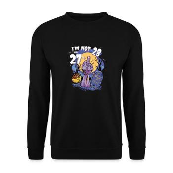 I am 27 + Zombie Finger: October Halloween 28th - Unisex Sweatshirt - black - Front - Alina (178cm) & Michal (187cm)